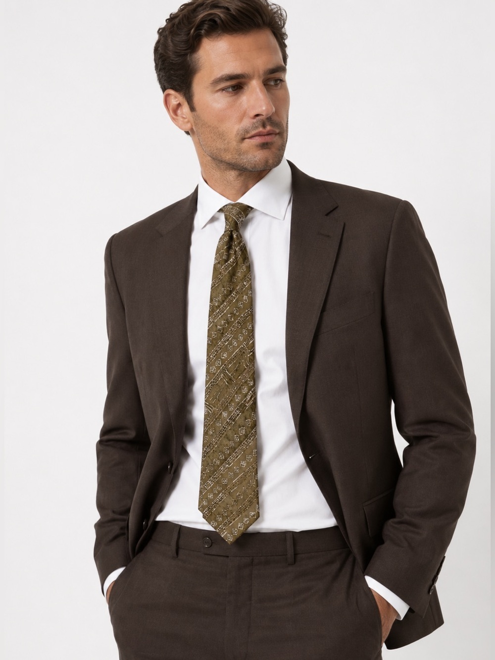 Giorgio Armani Cravatte 100% Silk Brown Abstract Tie